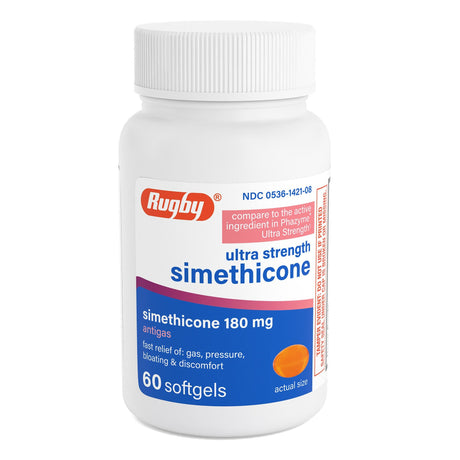 Rugby Ultra Strength Simethicone Gas Relief Softgels, 180 mg