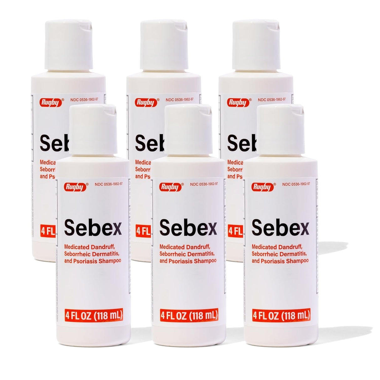 Rugby Sebex Medicated Dandruff, Seborrheic Dermatitis & Psoriasis Shampoo, Unscented, 4 fl oz