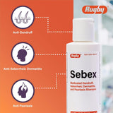 Rugby Sebex Medicated Dandruff, Seborrheic Dermatitis & Psoriasis Shampoo, Unscented, 4 fl oz