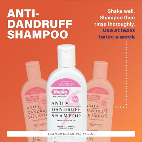 Rugby Anti-Dandruff Shampoo, Selenium Sulfide 1%, 7 fl oz