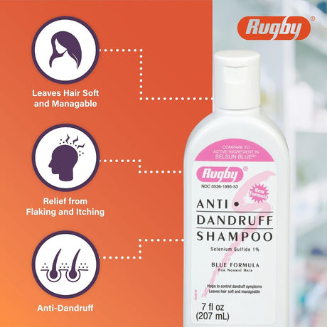 Rugby Anti-Dandruff Shampoo, Selenium Sulfide 1%, 7 fl oz