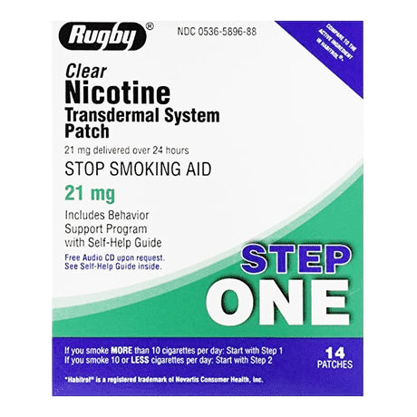 Rugby Nicotine Transdermal System Stop Smoking Aid Patch, 21 mg