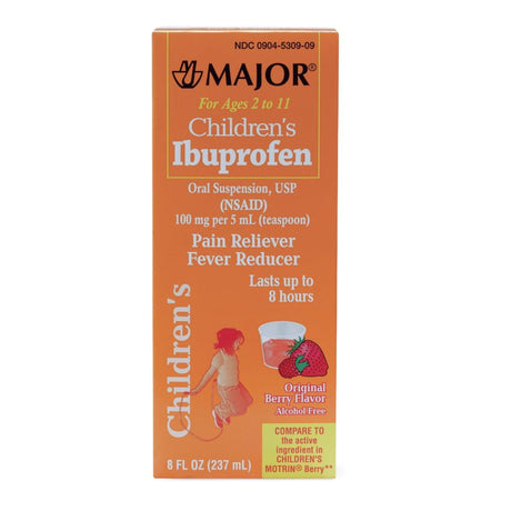 Major Children's Ibuprofen Oral Suspension, 100 mg / 5 mL, Berry Flavor, 8 oz - 00904530909 - LL Medico