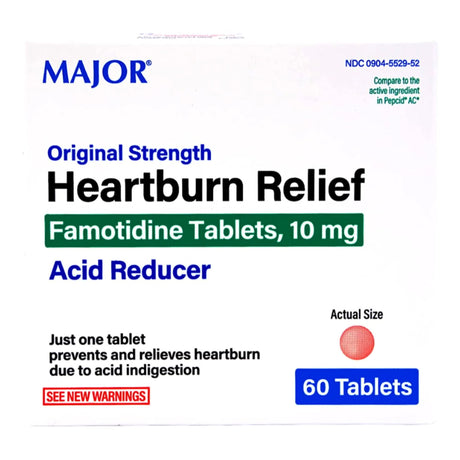 Major Famotidine Antacid, 10 mg, Tablet