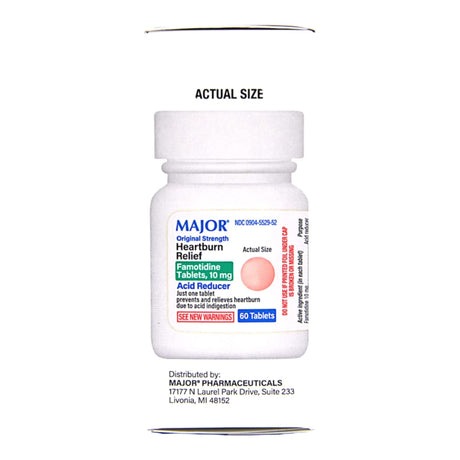 Major Famotidine Antacid, 10 mg, Tablet