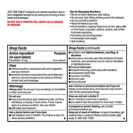 Major Famotidine Antacid, 10 mg, Tablet