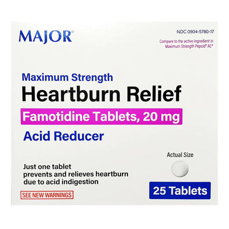 Major Famotidine Antacid, Maximum Strength, 20 mg, Tablet