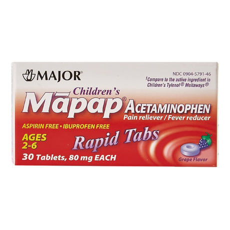 Mapap Children's Acetaminophen 80 mg Orally Disintegrating Tablet, Grape Flavor, Pain Relief