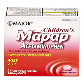 Mapap Children's Acetaminophen Chewable Tablet, 160 mg, Bubble Gum Flavor - 00904664524 - LL Medico