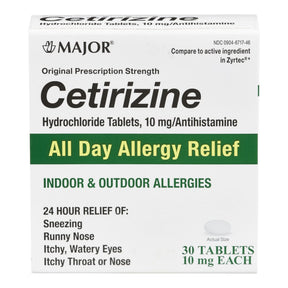 Major Cetirizine HCl Antihistamine Tablets, 10 mg - 00904671746 - LL Medico