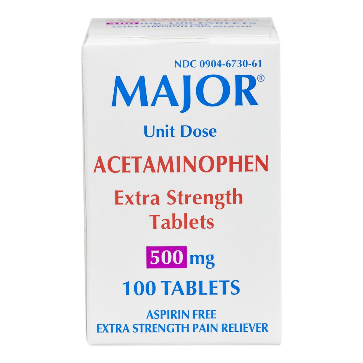Major Acetaminophen Pain Relief, 500 mg, Unit Dose Tablet - 00904673061 - LL Medico