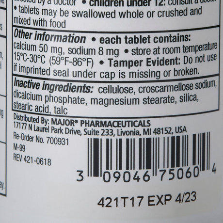 Major Docusate Sodium Stool Softener, 100 mg, Tablet