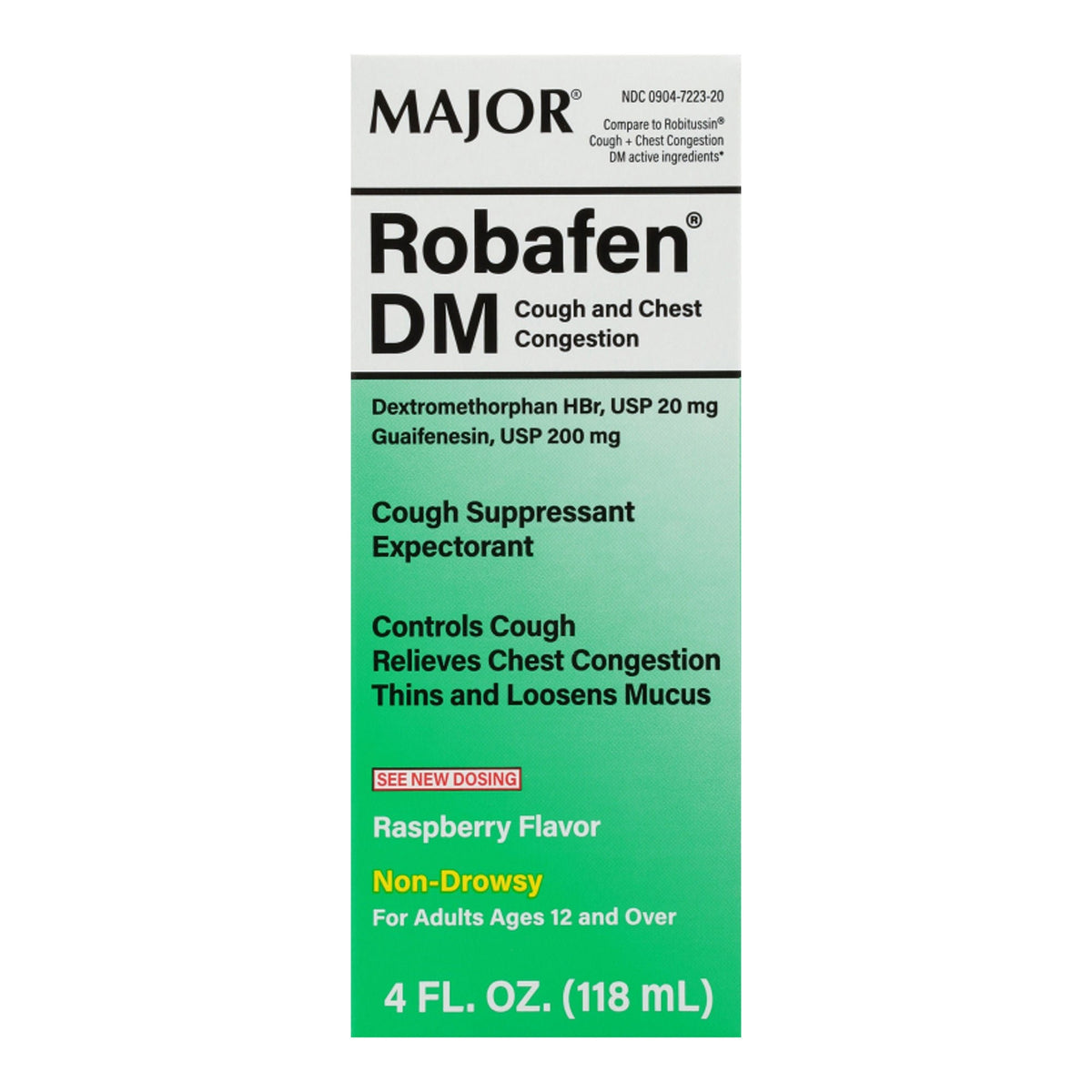 Robafen DM Cough and Chest Congestion Syrup, Guaifenesin 200 mg - Dextromethorphan HBr 20 mg, 4 oz - 00904722320 - LL Medico