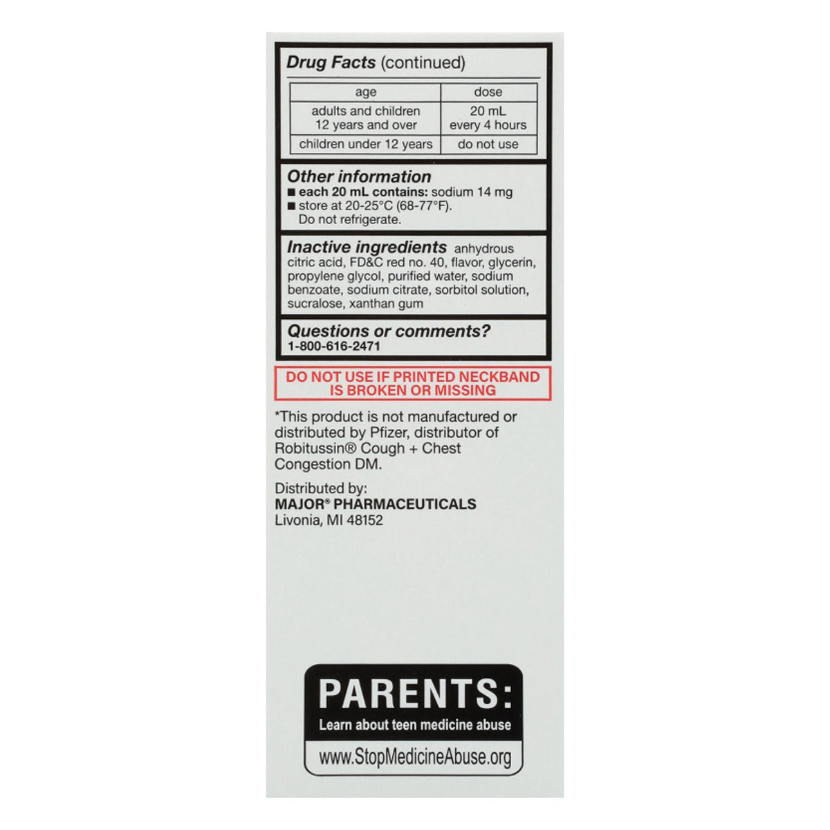 Robafen DM Cough and Chest Congestion Syrup, Guaifenesin 200 mg - Dextromethorphan HBr 20 mg, 4 oz - 00904722320 - LL Medico