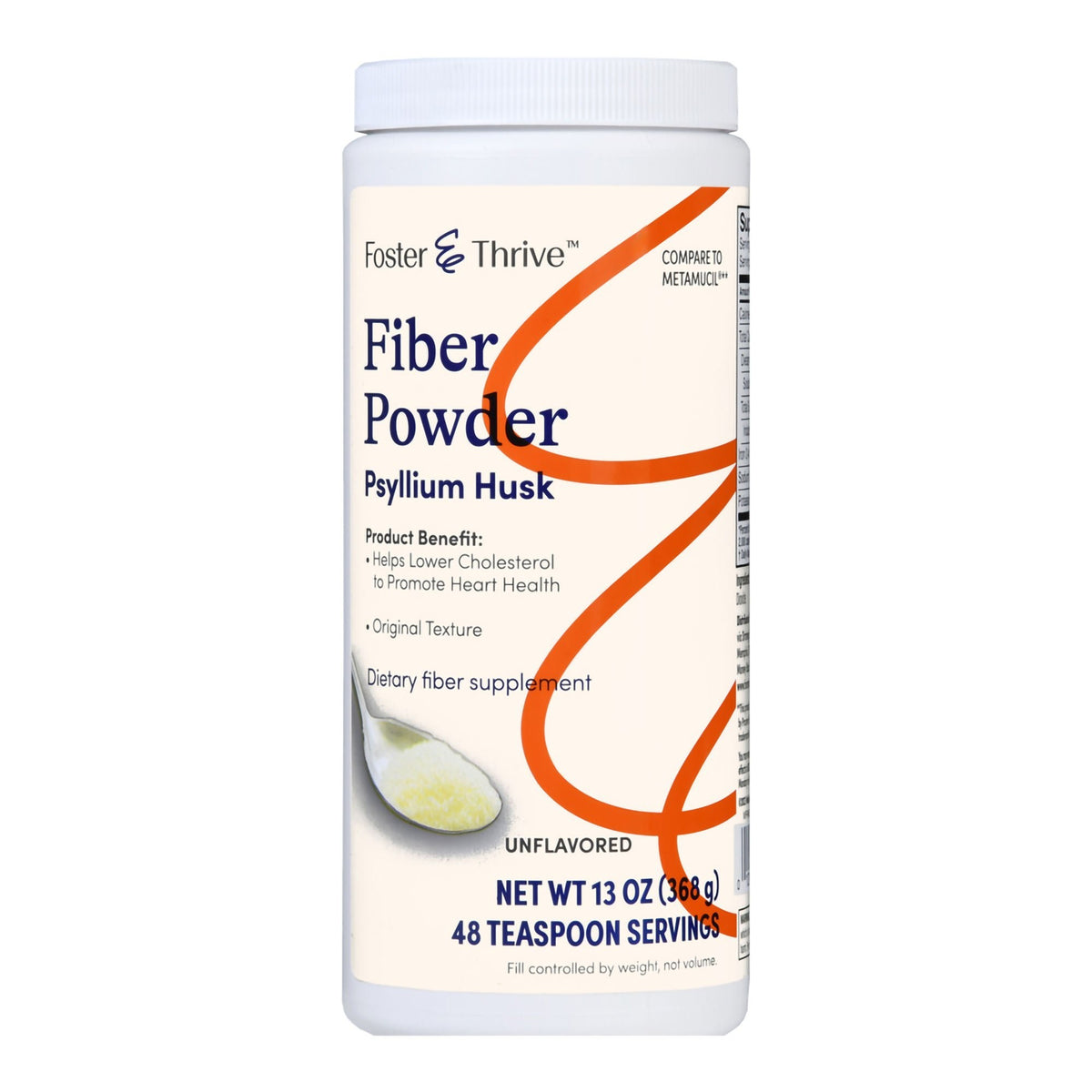Foster & Thrive Fiber Powder, Psyllium Husk, Original Texture, Unflavored, 13 oz - 01093995616 - LL Medico