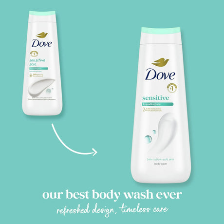 Dove Sensitive Skin Body Wash, Unscented, 12 fl oz