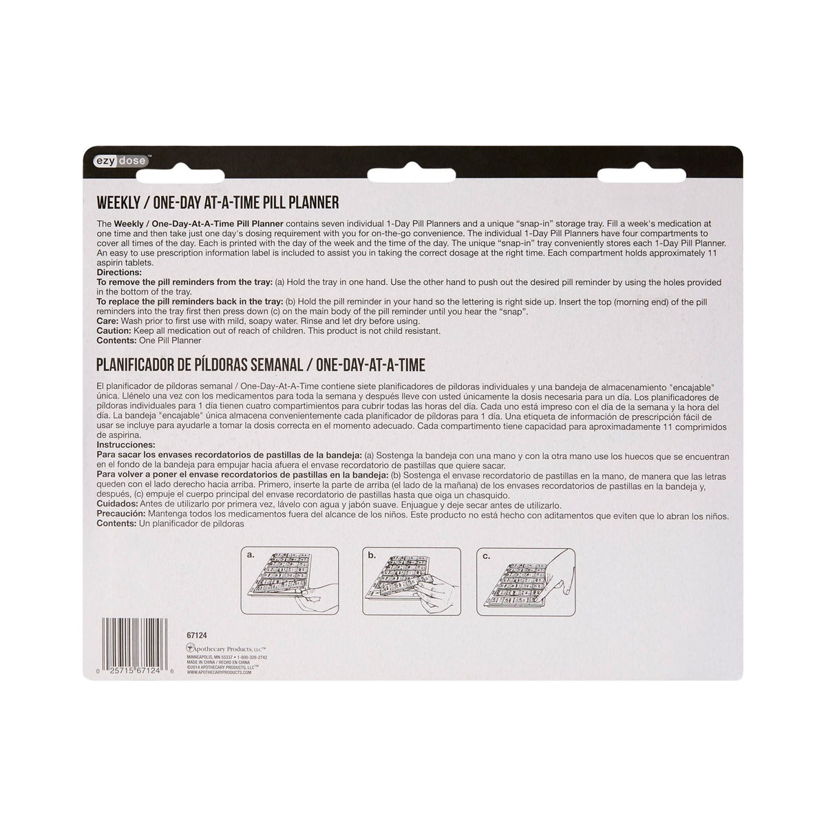 One-Day-At-A-Time Pill Organizer, Medium, 7 Day 4 Dose - 02571567124 - LL Medico