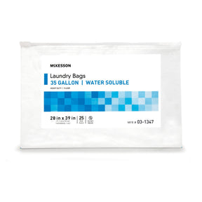 McKesson Hot Water Soluble Laundry Hamper Bag, Disposable, 30 to 35 gal, 28 x 39", Polyvinyl Alcohol Film - 03-1347 - LL Medico