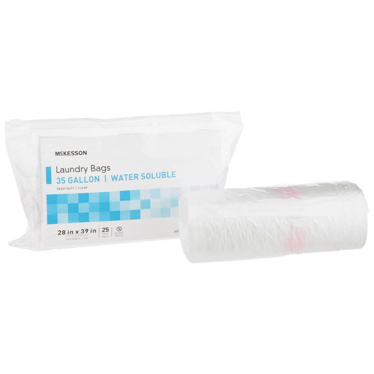 McKesson Hot Water Soluble Laundry Hamper Bag, Disposable, 30 to 35 gal, 28 x 39", Polyvinyl Alcohol Film - 03-1347 - LL Medico