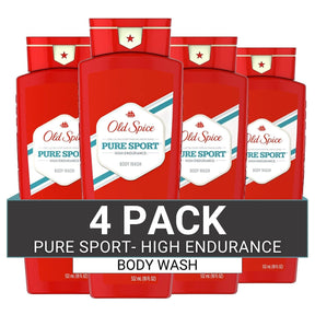 Old Spice Pure Sport High Endurance Body Wash, 18 oz, 4 Pack