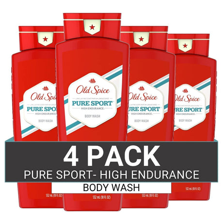 Old Spice Pure Sport High Endurance Body Wash, 18 oz, 4 Pack