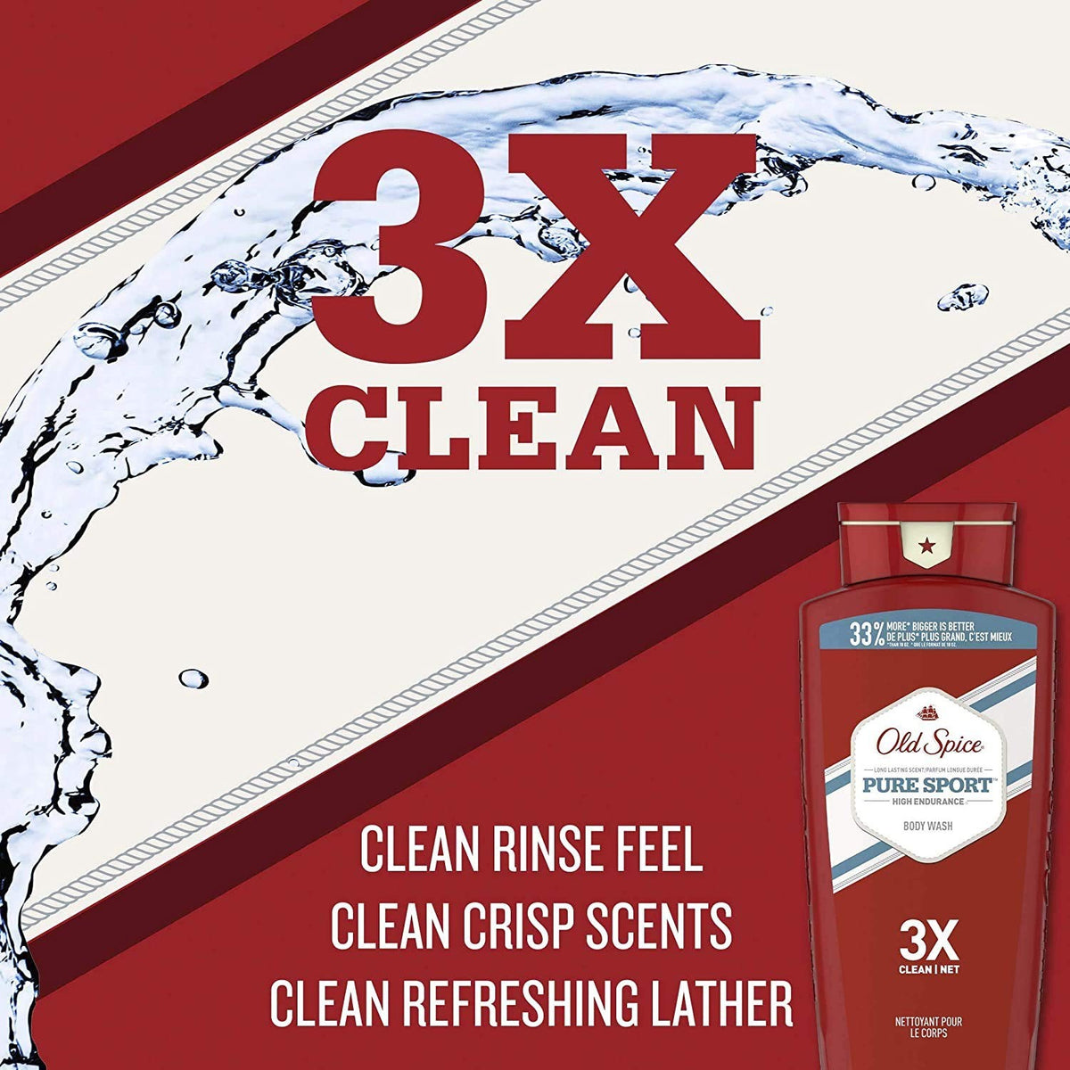 Old Spice Pure Sport High Endurance Body Wash, 18 oz, 4 Pack