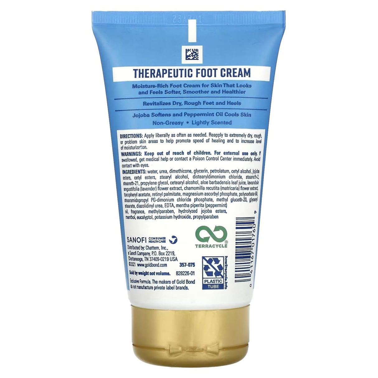 Gold Bond Therapeutic Foot Cream, Jojoba & Peppermint Oil, 4 oz