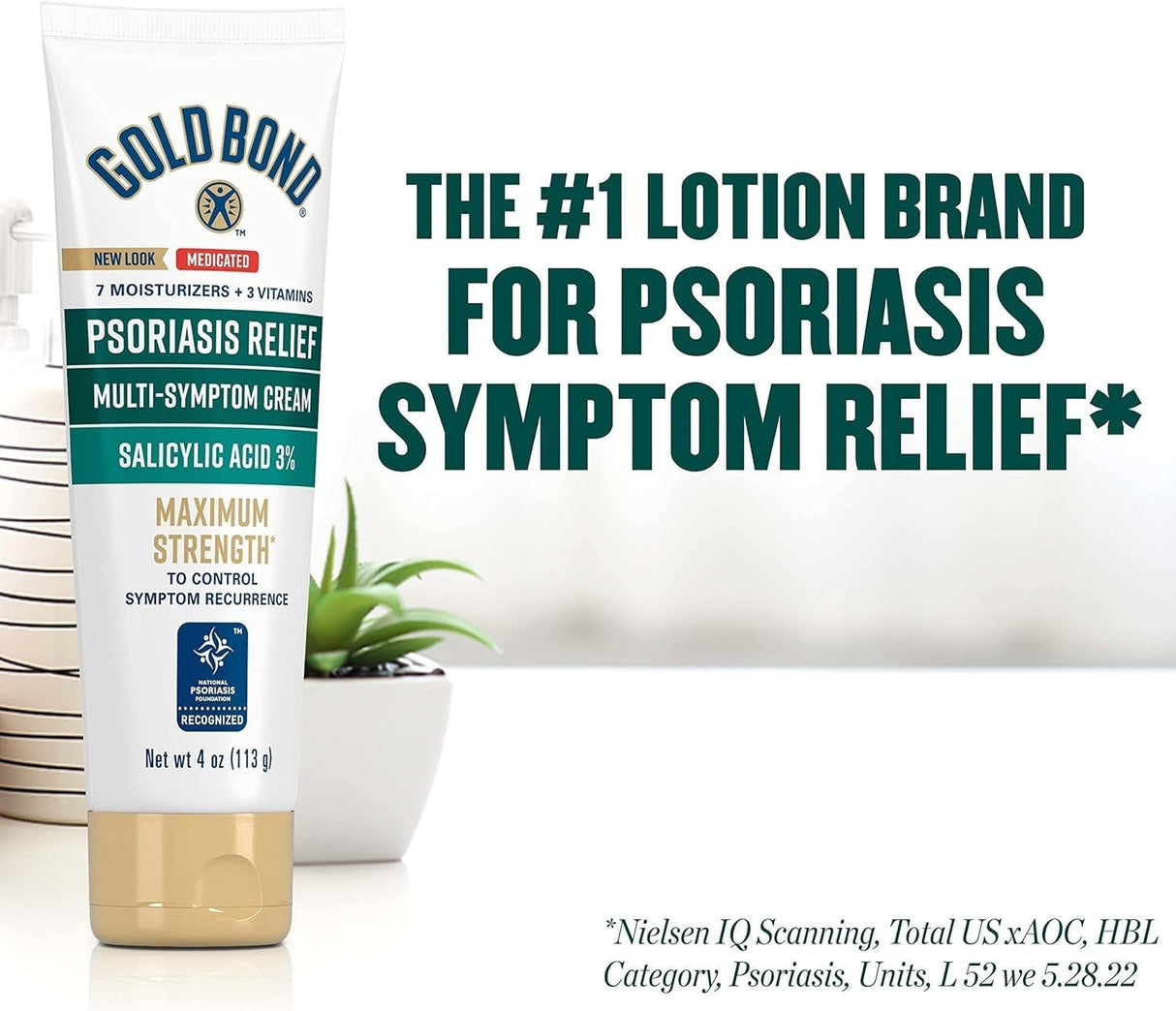 Gold Bond Psoriasis Relief Medicated Multi-Symptom Cream, Salicylic Acid 3%, Unscented, 4 oz