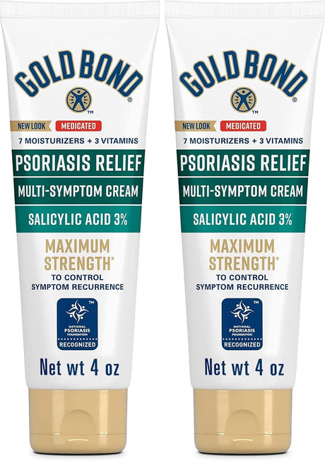 Gold Bond Psoriasis Relief Medicated Multi-Symptom Cream, Salicylic Acid 3%, Unscented, 4 oz