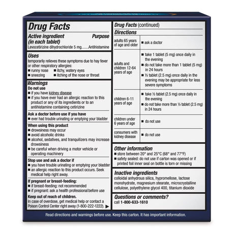 Xyzal Allergy 24HR Tablets, Levocetirizine 5 mg