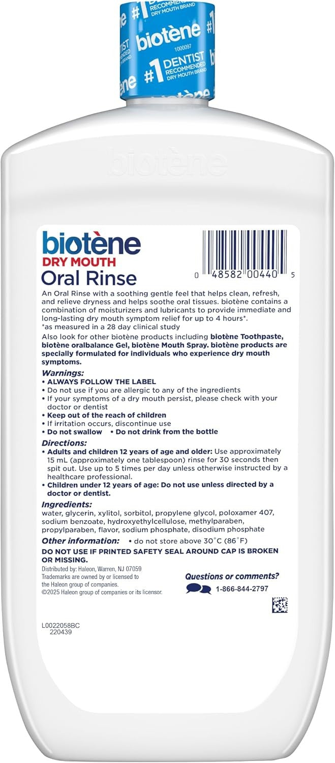 Biotene Dry Mouth Oral Rinse, Fresh Mint, 33.8 fl oz