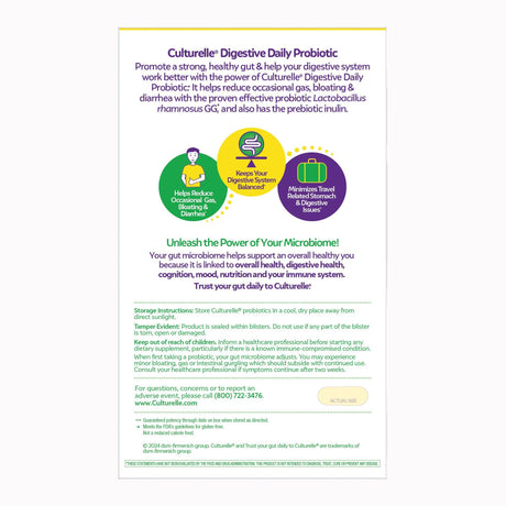 Culturelle Digestive Daily Probiotic Capsules, Lactobacillus rhamnosus GG
