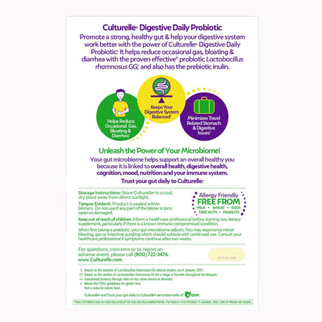 Culturelle Digestive Daily Probiotic Capsules, Lactobacillus rhamnosus GG