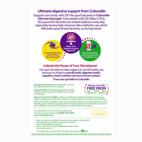Culturelle Pro Strength Daily Probiotic Capsules, Double CFUs