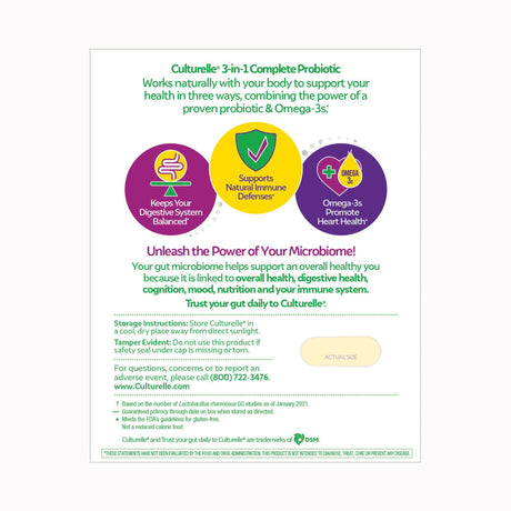 Culturelle Pro-Well 3-in-1 Complete Probiotic with Omega-3 Capsules