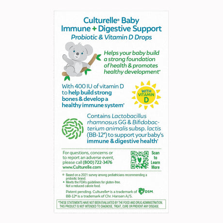 Culturelle Baby Immune + Digestive Support Probiotic & Vitamin D Drops, Oral Drops - 049100400532 - LL Medico