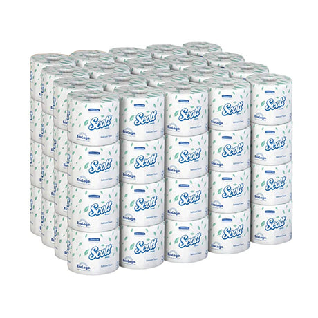 Scott Essential Toilet Tissue, White, 1-Ply, Standard Size, Cored Roll, 1210 Sheets, 4" x 4.1"