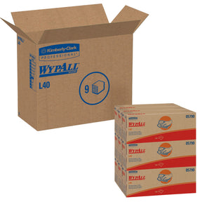 WypAll PowerClean L40, Extra Absorbent Multipurpose Task Wipe, 9.8 x 16.4", White, Double Re-creped DRC Cellulose, NonSterile, Disposable - 05790 - LL Medico