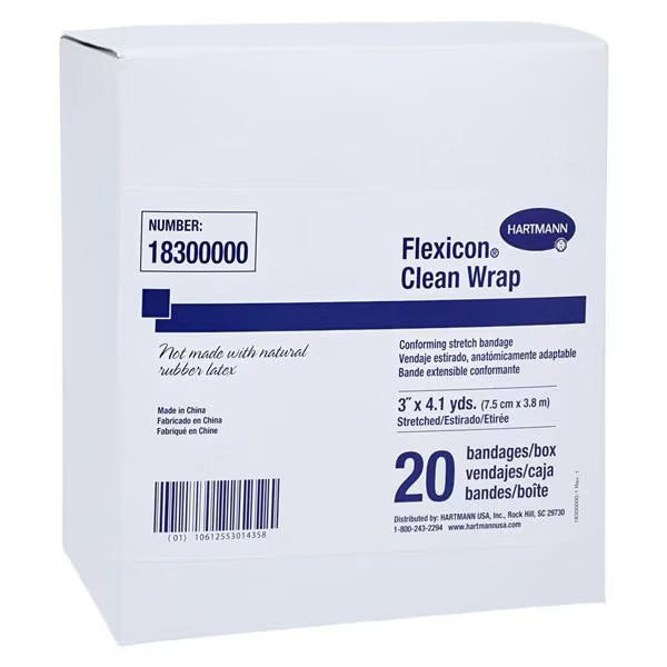 Flexicon Clean Wrap Conforming Bandage, 4 Inch x 4-1/10 Yard, 1-Ply