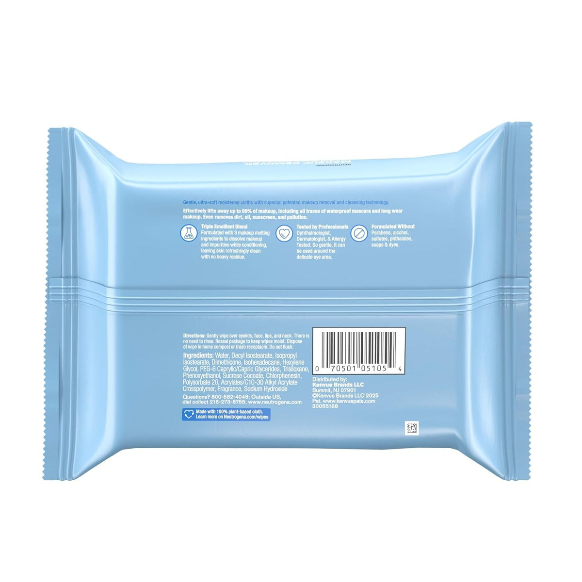 Neutrogena Makeup Remover Ultra-Soft Cleansing Towelettes, 25 Count, 7.2" x 6.4"