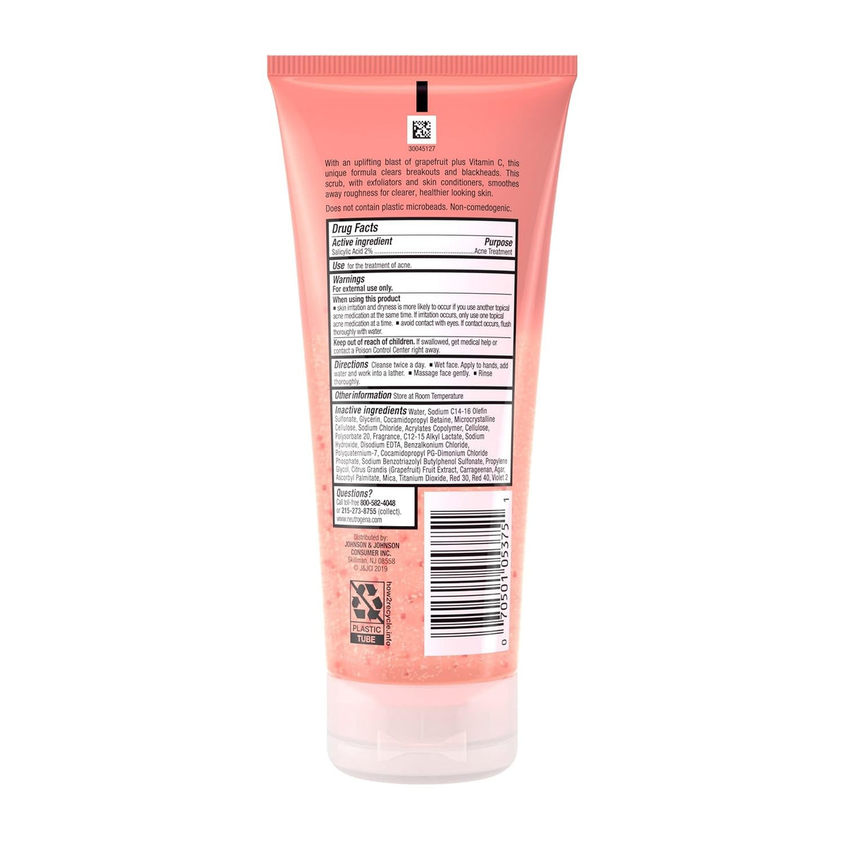 Neutrogena Oil-Free Acne Wash Pink Grapefruit Foaming Scrub, 6.7 fl oz