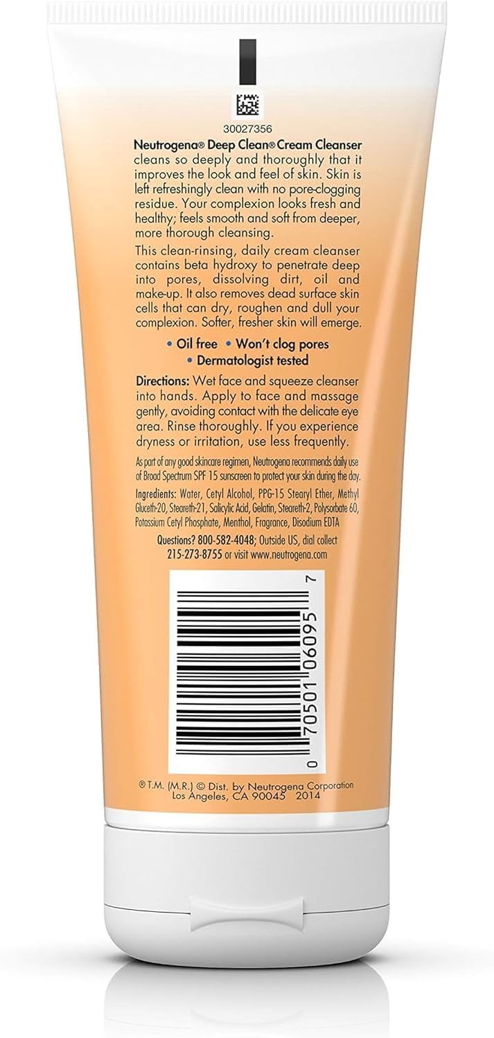 Neutrogena Deep Clean Cream Cleanser, 7 oz