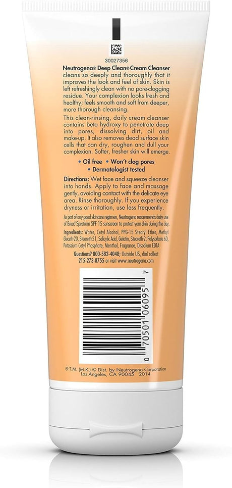 Neutrogena Deep Clean Cream Cleanser, 7 oz