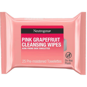 Neutrogena Pink Grapefruit Cleansing Wipes, Acne-Prone Skin Towelettes, Pack of 25