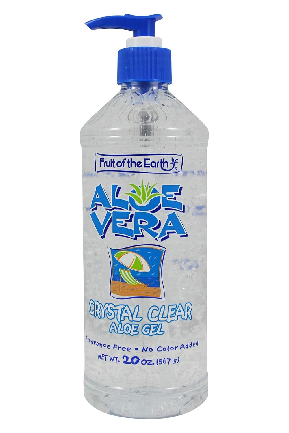 Fruit of the Earth Aloe Vera Crystal Clear Aloe Gel, Unscented, 20 oz Pump Bottle