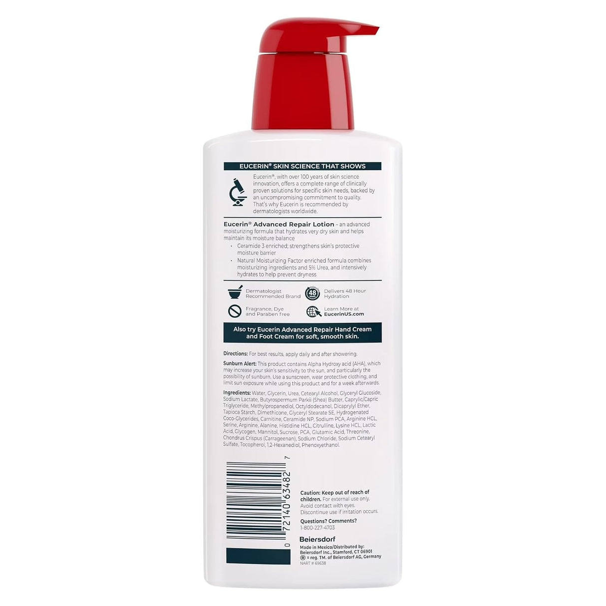 Eucerin Advanced Repair Lotion, Fragrance Free, 16.9 fl oz