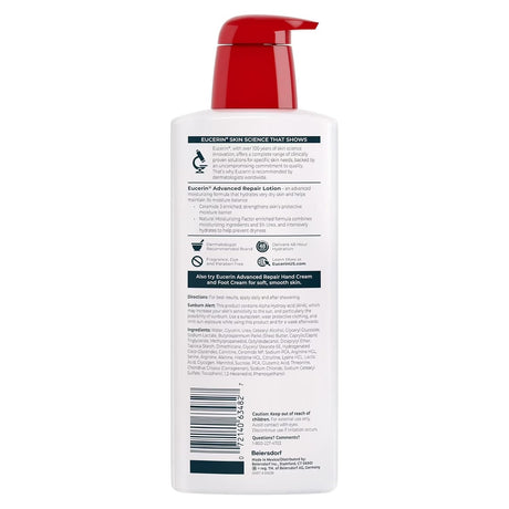Eucerin Advanced Repair Lotion, Fragrance Free, 16.9 fl oz