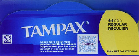 Tampax Tampons Regular Absorbency Unscented Cardboard Applicator, Box of 40