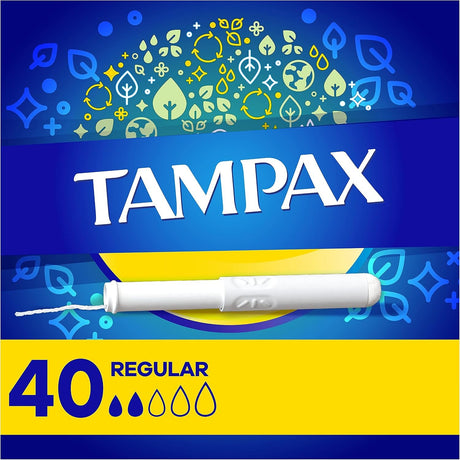 Tampax Tampons Regular Absorbency Unscented Cardboard Applicator, Box of 40