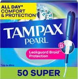 Tampax Pearl Tampons Super Absorbency, Unscented, 50 Count